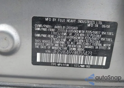 2009 Subaru Forester из США, поврежденный, VIN JF2SH646598755423